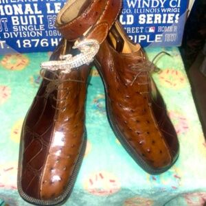 Fennix Italy Alligator Ostrich 2tone Shoes SZ11 and Ostrich Belt SZ40